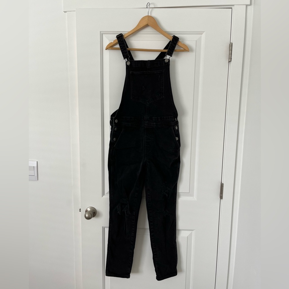 Old Navy Black Distressed Overalls